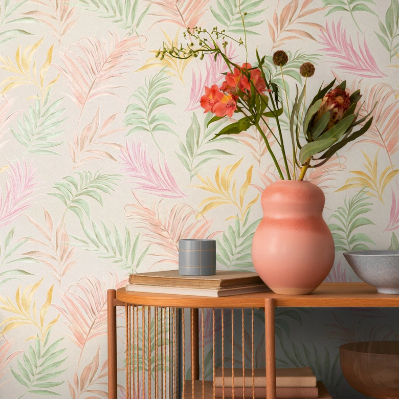 COSMOPOLITAN wallpaper with colorful leaves - floral non-woven wallpaper kitchen bedroom 