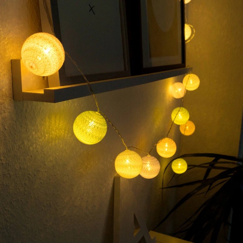 Cotton Ball Lights LED-Lichterkette Pastell 20-teilig 