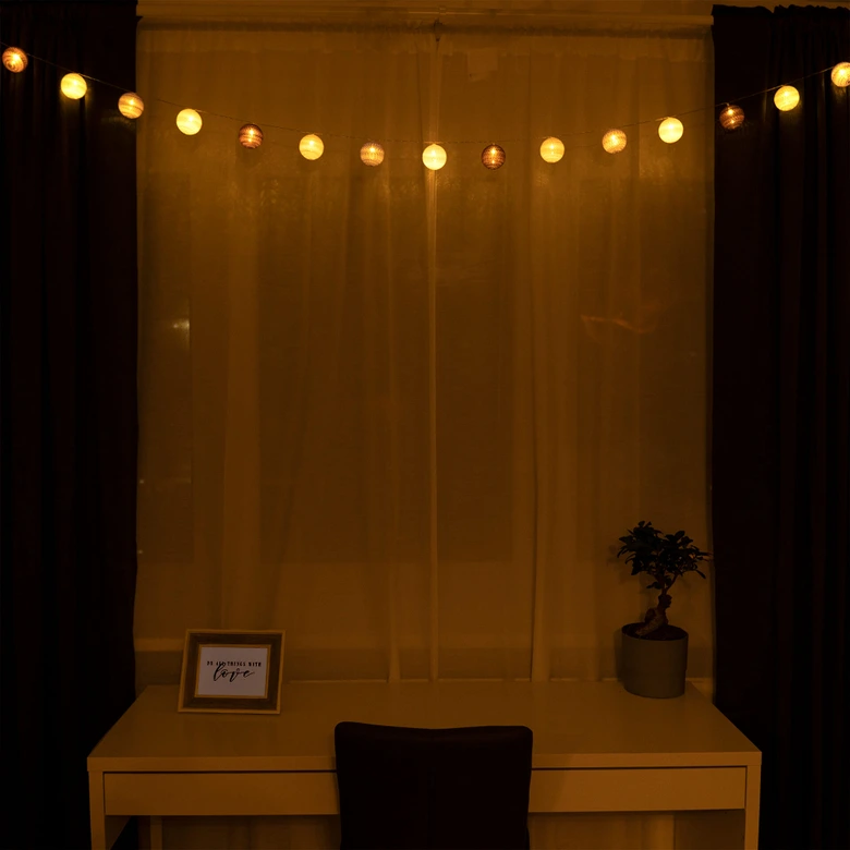 Cotton Ball Lights LED-Lichterkette lila violett 20-teilig 