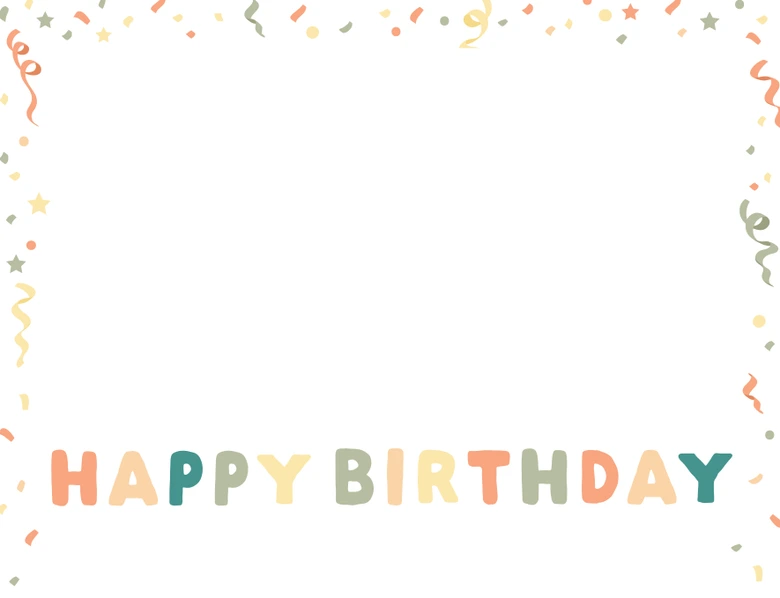 Fotorahmen Happy Birthday mit Konfetti quer - personalisierbar 