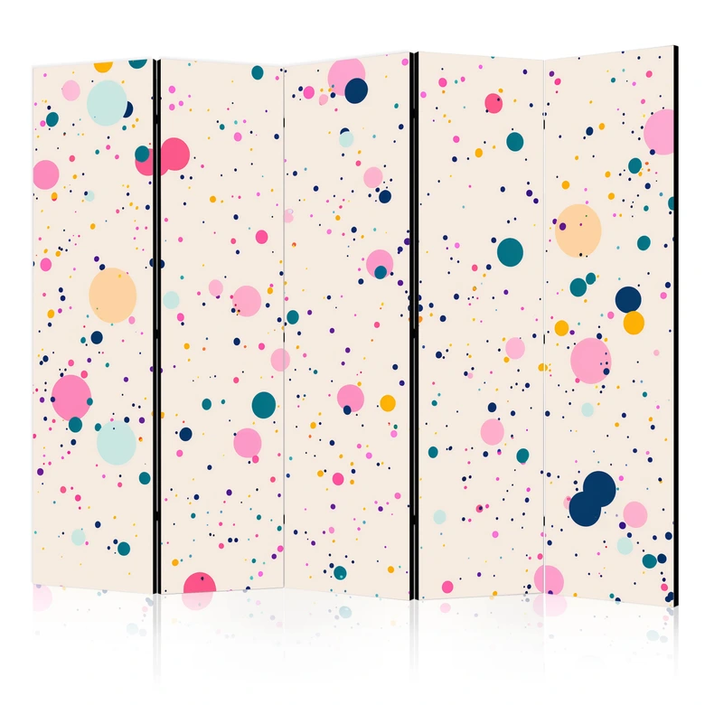 Paravent, Raumteiler freistehend, Trennwand - Dots on a Light Pink Background 