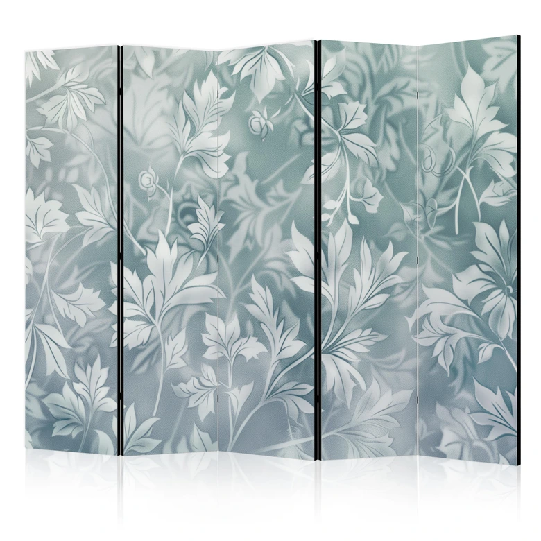 Paravent, Raumteiler freistehend, Trennwand - Ornaments in Rubbed Faded Turquoise: Floral Pattern 
