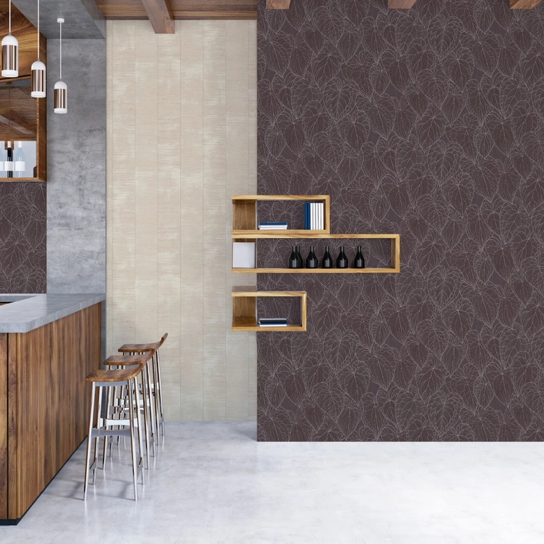 Textured wallpaper with stripes beige cream - vertical raffia look - non-woven wallpaper 