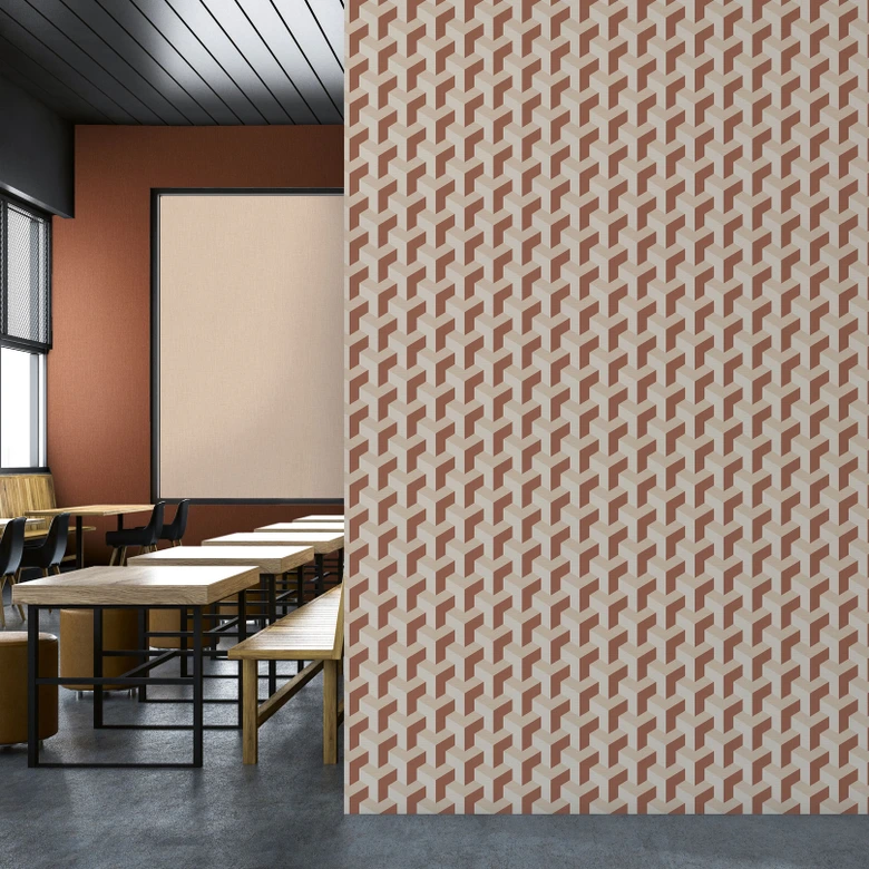 3D wallpaper cube pattern beige brown - geometric non-woven wallpaper modern 