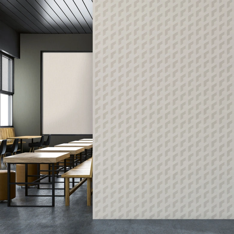 3D wallpaper cube pattern light gray white - geometric non-woven wallpaper modern 