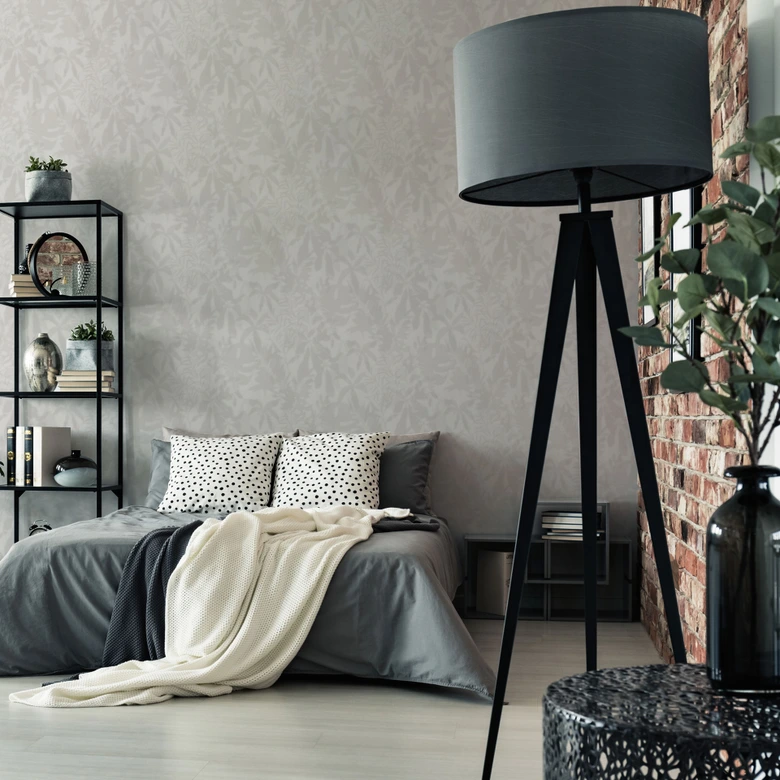 White gray leaf shadow wallpaper - tropical pattern - non-woven wallpaper modern 