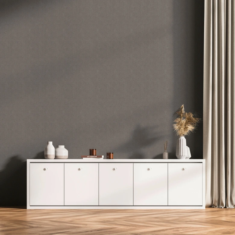 3D wallpaper with line pattern silver gray - non-woven wallpaper modern glossy 