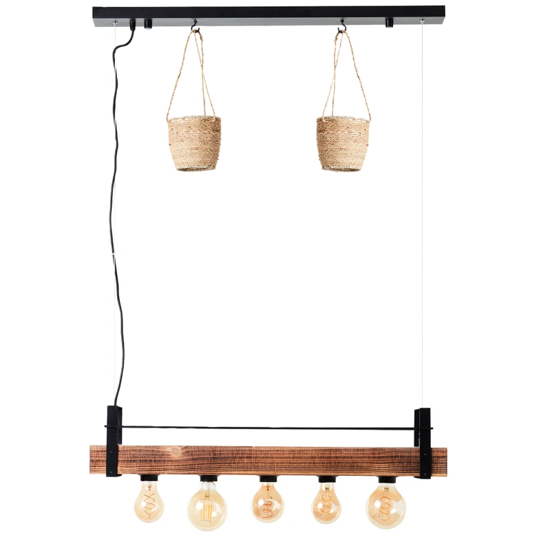 Pendelleuchte Aron, braun, 106,5 x 80 cm, Holz Pendellampe 