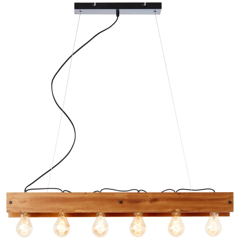 Holz Pendelleuchte Daniel, braun, 90 x 13,5 x 150 cm 