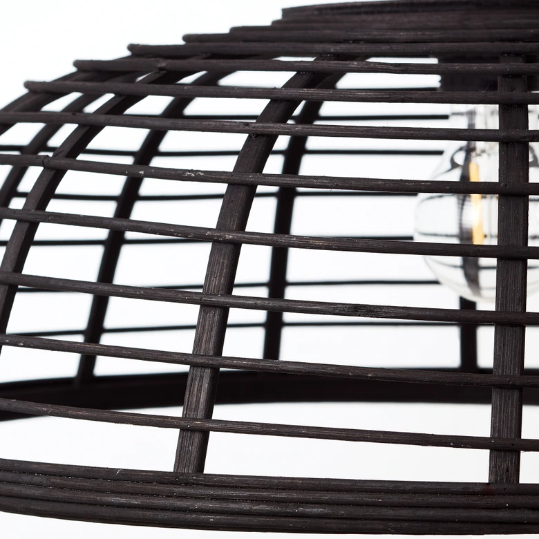 Pendelleuchte Elma, schwarz, 130 x 48 cm, Bambus Pendellampe 