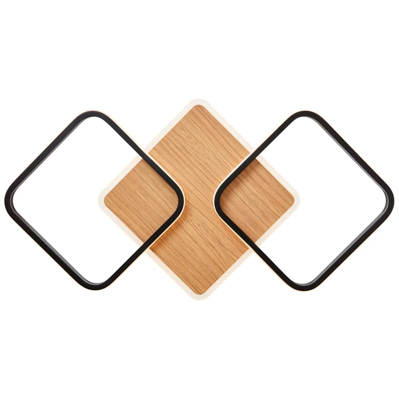 Deckenleuchte Fabiana, schwarz/braun, 62 x 62 cm,  Holz und Metall Innenleuchte 