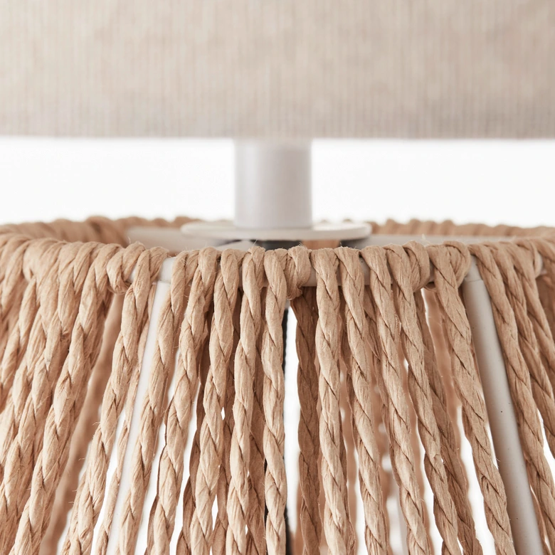 Tischleuchte Konrad, beige, 52 x 33 cm, Textil Nachttischlampe, dimmbar 