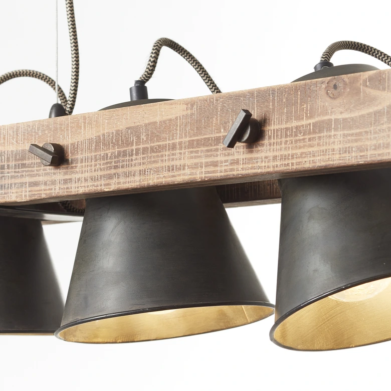 Pendelleuchte Maria, braun, 115 x 95 cm, Holz Pendellampe, dimmbar 