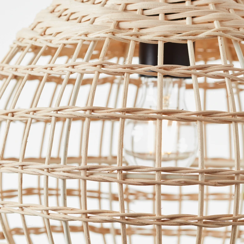Pendelleuchte Olivia, braun, 120 x 32,5 cm, Rattan Pendelleuchte 