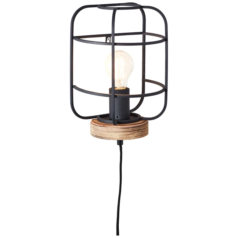 Wandleuchte Inga, braun, 29 x 19 cm, Holz Wandlampe 