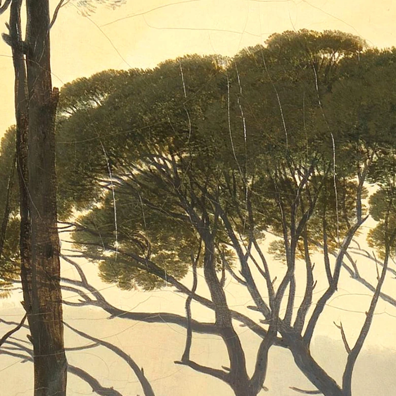 Stoffbild Voogd - Italienische Landschaft mit Schirmkiefern - Panorama 