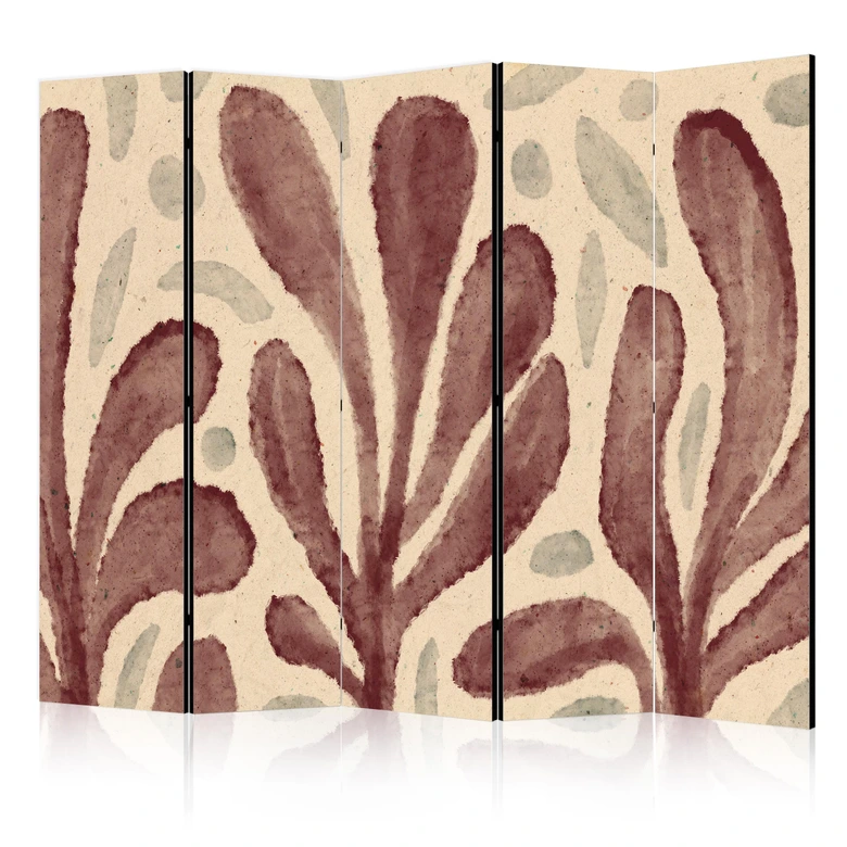 Paravent, Raumteiler freistehend, Trennwand - Waving Leaves - Matisse-Style Plants 