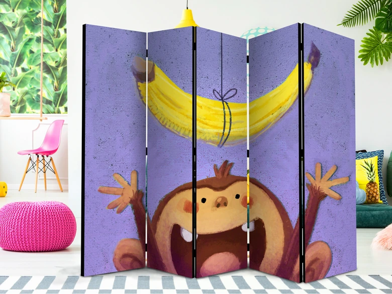 Paravent, Raumteiler freistehend, Trennwand - Banane 