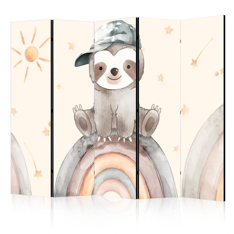 Paravent, Raumteiler freistehend, Trennwand - Happy Sloth 