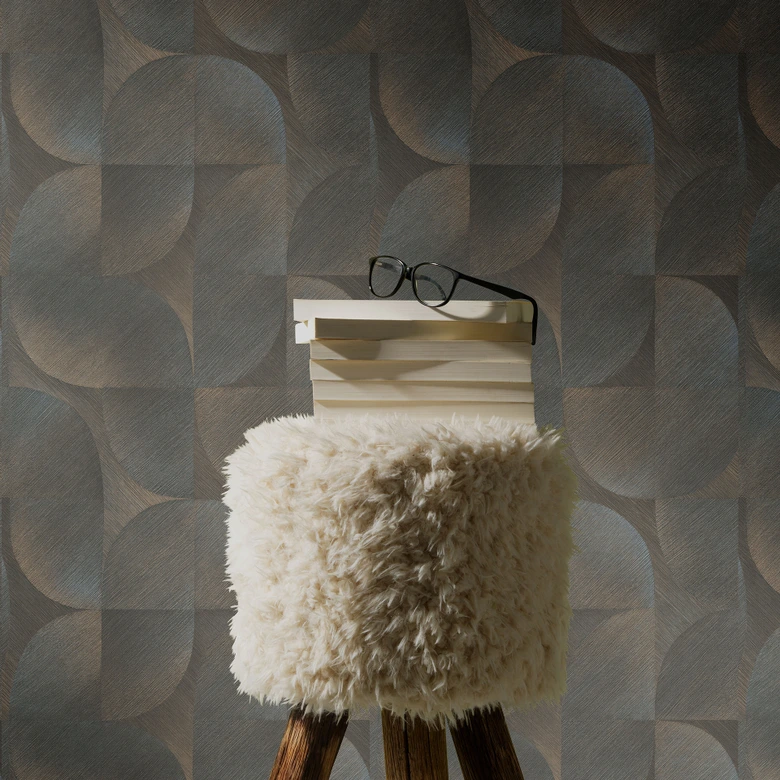 Papier peint 3D, papier peint à motifs rétro, papier peint noir Erismann Martinique 