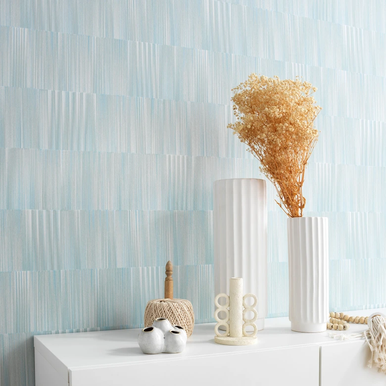 Carta da parati lineare, carta da parati testurizzata, carta da parati in tessuto non tessuto Erismann Martinique verde 