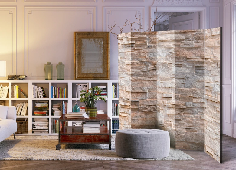 Paravent Séparation de pièce - raffinement de la pierre, 3 pièces 