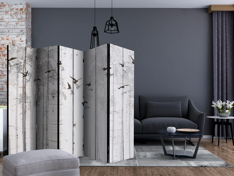 Kamerscherm - Vogels op planken, 3-delig 