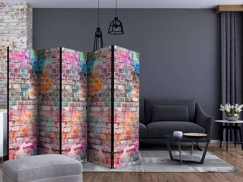 Paravent Séparation de pièce - Mur arc-en-ciel, 3 pièces 