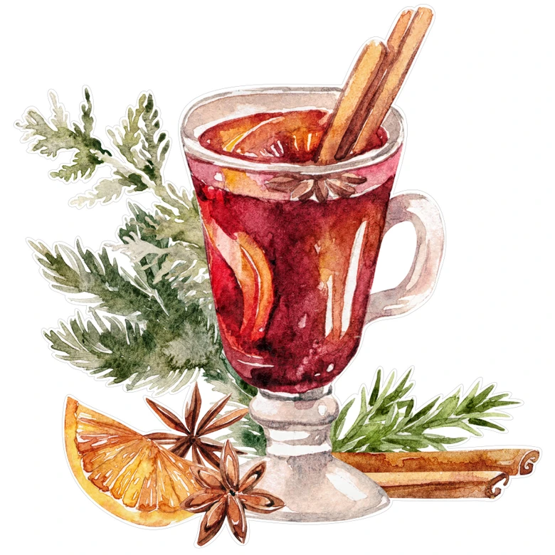 Sticker pour fenêtre Un verre de vin chaud 