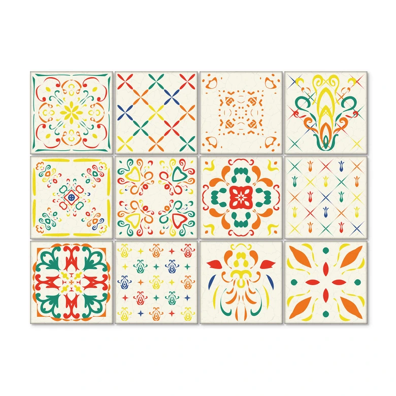 Fliesenaufkleber Villa Kunterbunt - 12er Set 