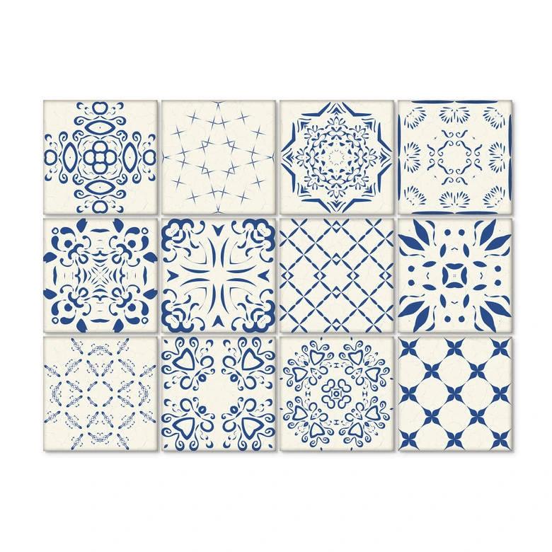 Kakeldekorer med lökmönster - set om 12 