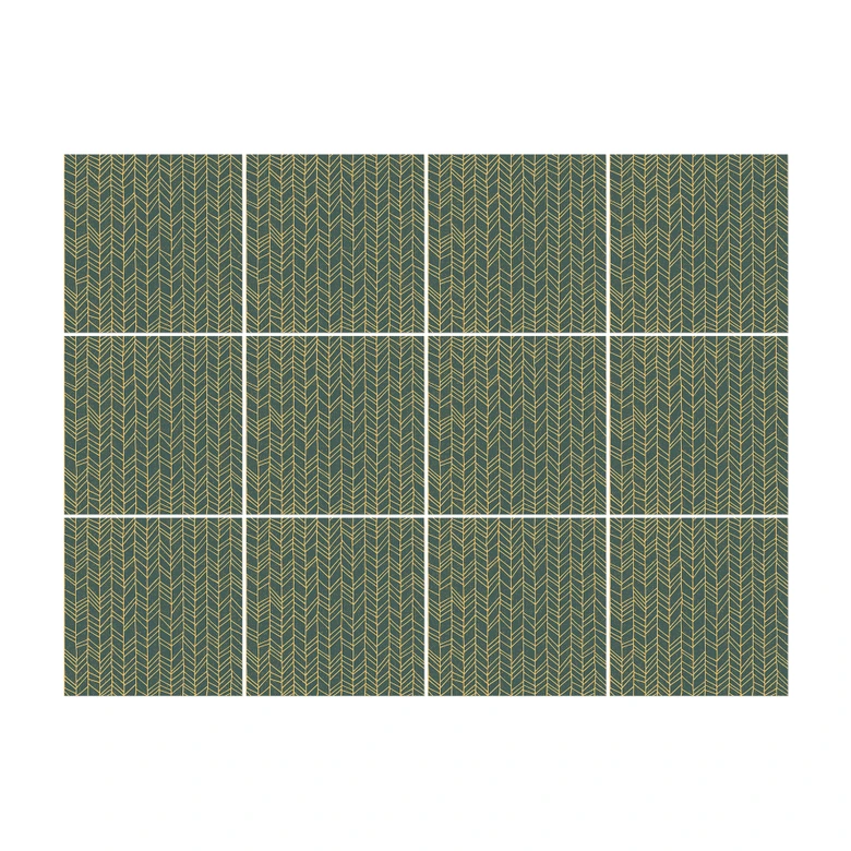Azulejos Adhesivos en espiga filigrana - verde naranja (alto brillo) - lote de 12 Alto brillo | 15x15 cm