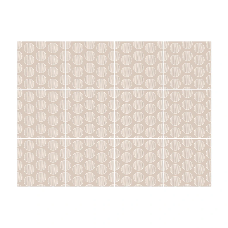 Kakeldekor Boho - Cirklar pastellbrun (matt) - Set om 12 Matt | 10x10 cm