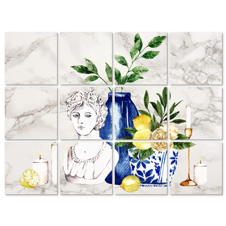 Azulejos Adhesivos composición mediterránea - lote de 12 