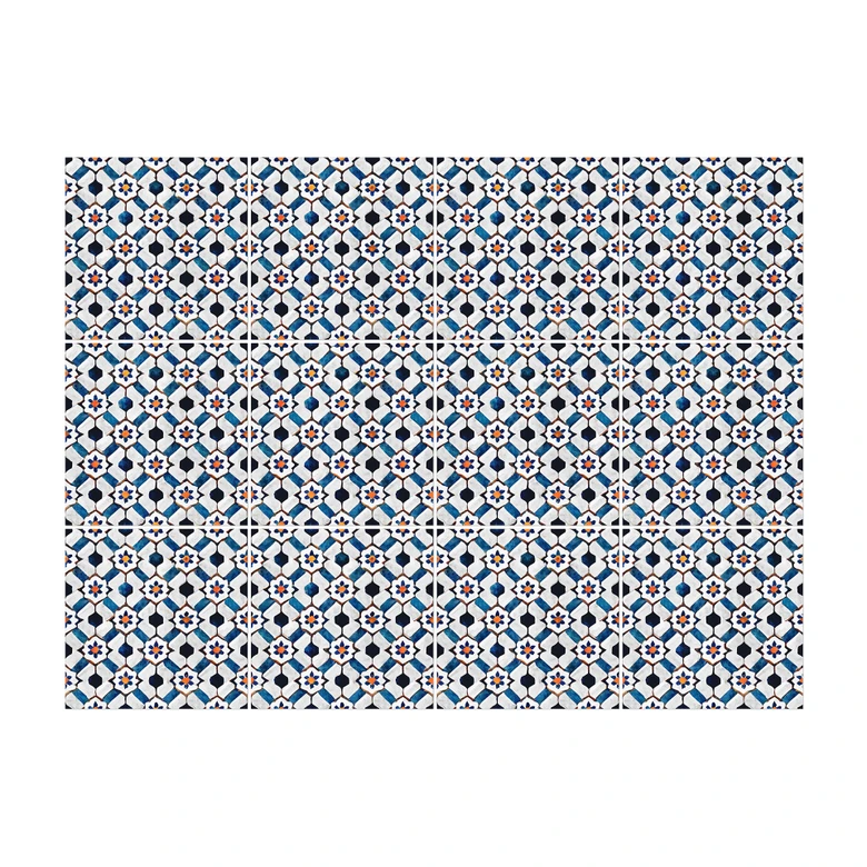 Fliesenaufkleber Geometrisches Muster mit Blumen - Treechild - 12er Set 