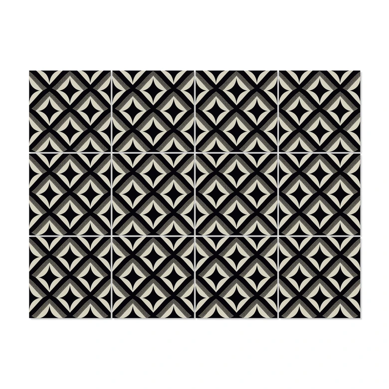 Fliesenaufkleber Schwarz-beige Ornamente - Treechild - 12er Set 