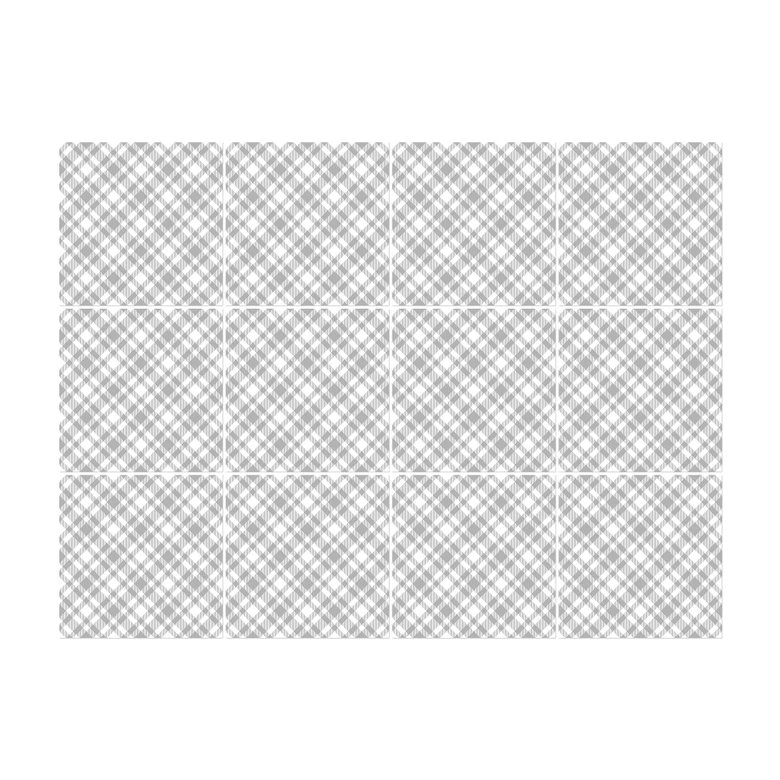 Kakeldekorer med rutmönster i grått och vitt - set om 12 