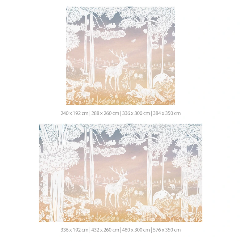 Fridfull skog med rådjur och rävar Fototapet - Ombre - Kikki Belle 