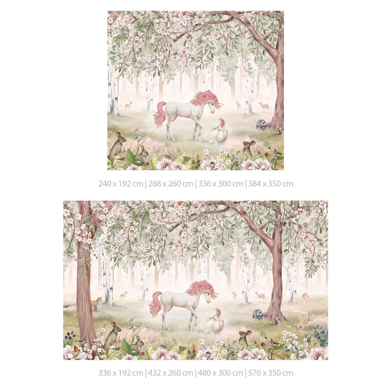 Papier peint photo Forêt de conte de fées avec licornes - Kikki Belle 