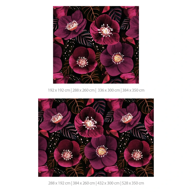 Fototapete Florale Blütenpracht in Purpurtönen | Blumen Tapete - Anis Illustration 