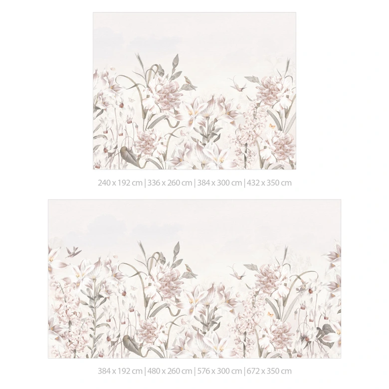 Fleurs Papier peint photo Prairie florale en rose clair - Décorations Bloomery 