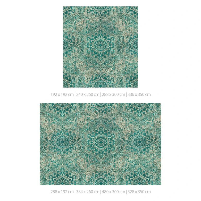 Ornamente Fototapete Mandala Boho Gold-grün - Bloomery Decor 