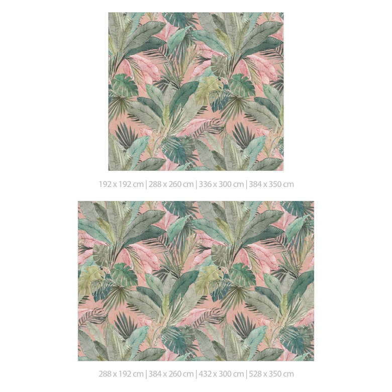 Dschungel-Fototapete Tropenblätter im Dschungel Rosa - Bloomery Decor 