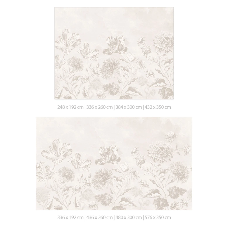 Fototapete Blumentapete - Wildblumen in Kreide-Optik Greige - Bloomery Decor 