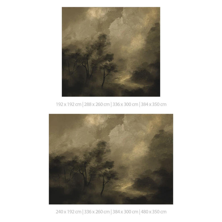 Fototapete Bäume im Nebel der Dämmerung - Hobday 