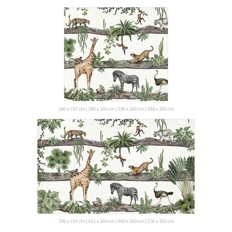 Kinderzimmer Fototapete Afrikanische Tiere im Dschungel - Kikki Belle 