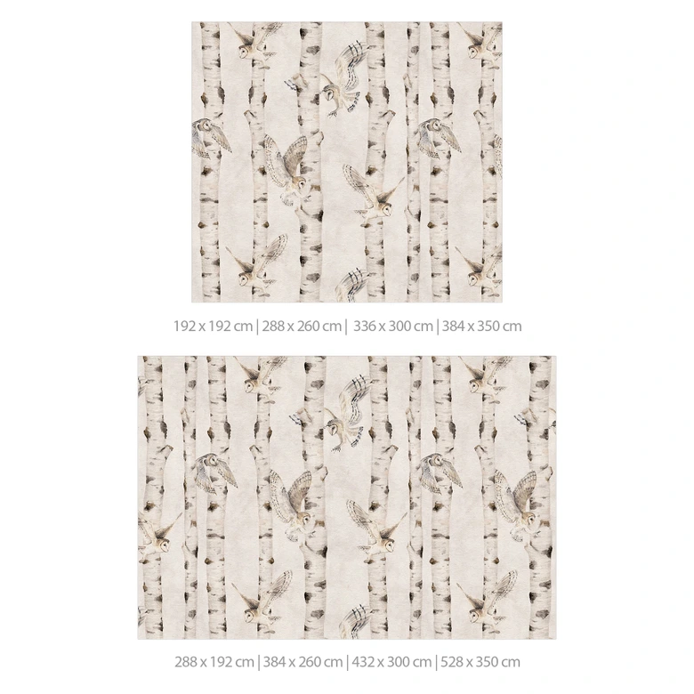 Owls in the birch forest wallpaper - Kikki Belle 
