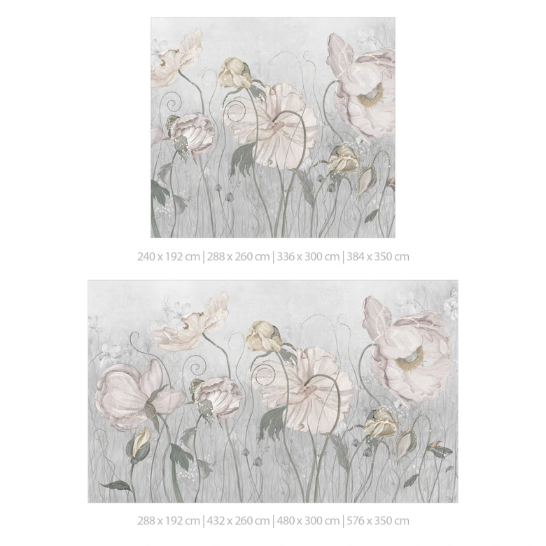 Fototapete Blumen im Vintage Stil in Grau | Florale Blumentapete - Ms Tiff 