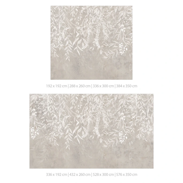 Fototapete Wohnzimmer Naturmotiv - Elegante Weidenzweige in Beige - Ms Tiff 