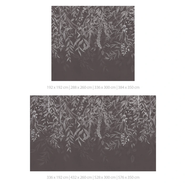 Fototapete Schlafzimmer Naturmotiv - Elegante Weidenzweige in Dunkelgrau - Ms Tiff 